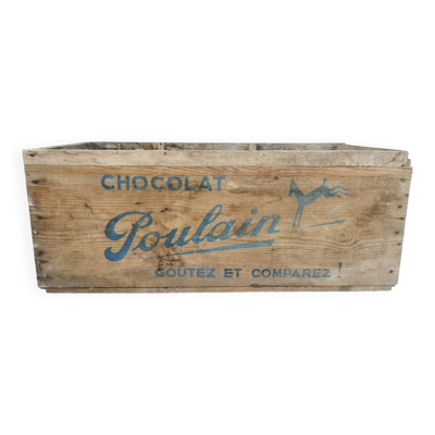 caisse de rangement en bois, chocolat Poulain