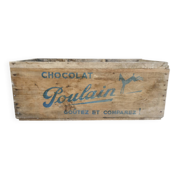wooden storage box, Poulain chocolate