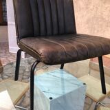 Fauteuil en cuir vert bronze 1950