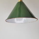 Conical pendant light in enamelled sheet metal