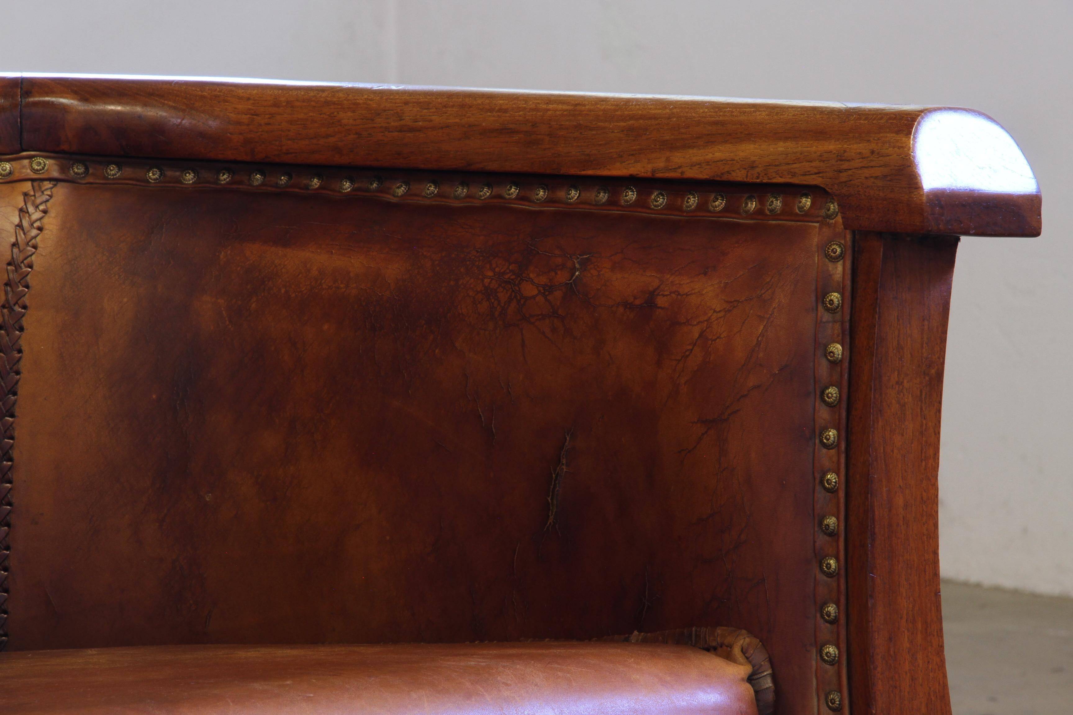 Vintage pair of 20th century Danish Leather Chairs, ca. 1930s