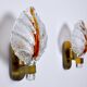 Pair of "leaf" wall lamps by Carl Fagerlund, Murano glass, Germany, 1970