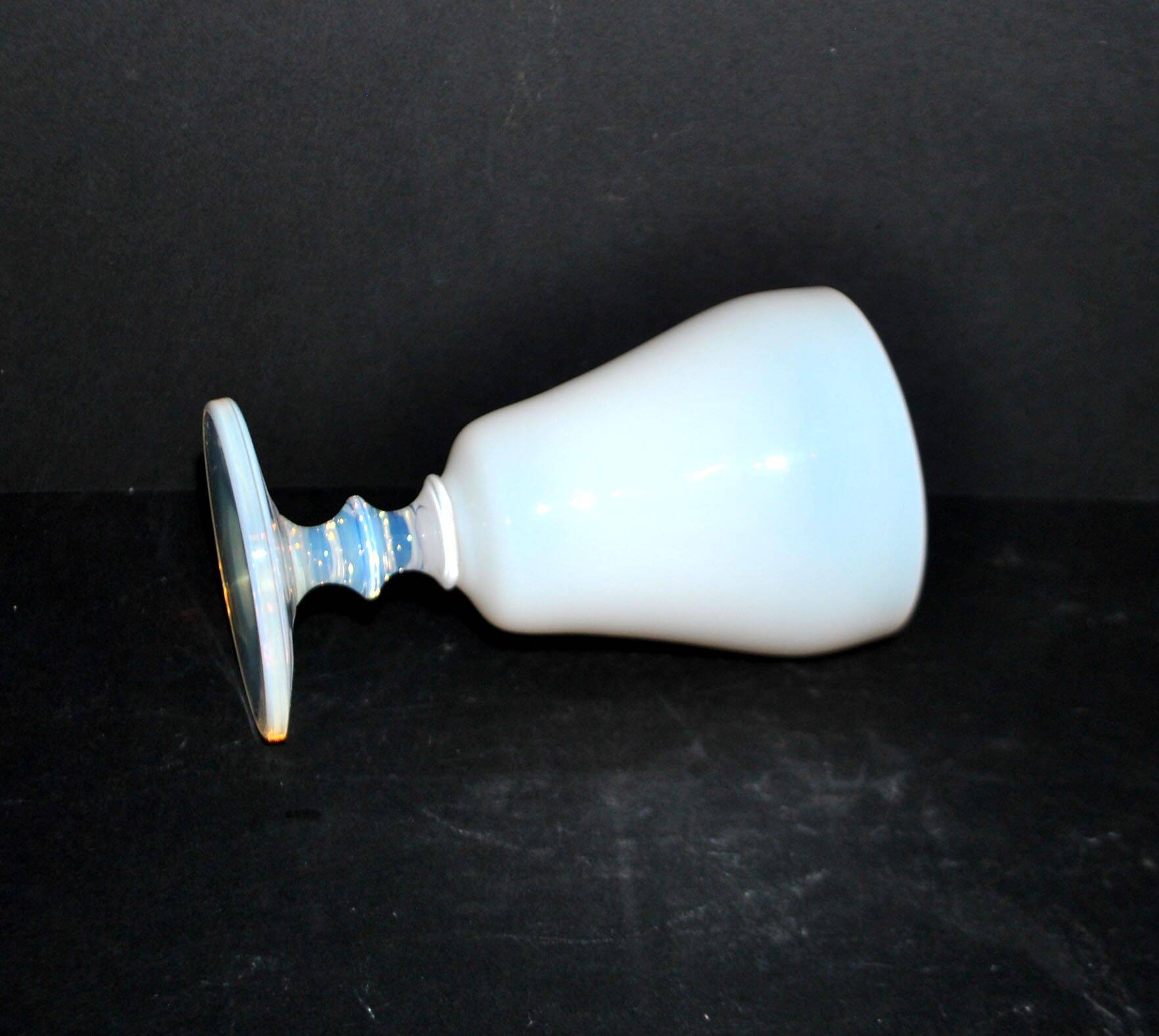 Sevres footed glass goblet chalice in white opaline signed “sèvres france”