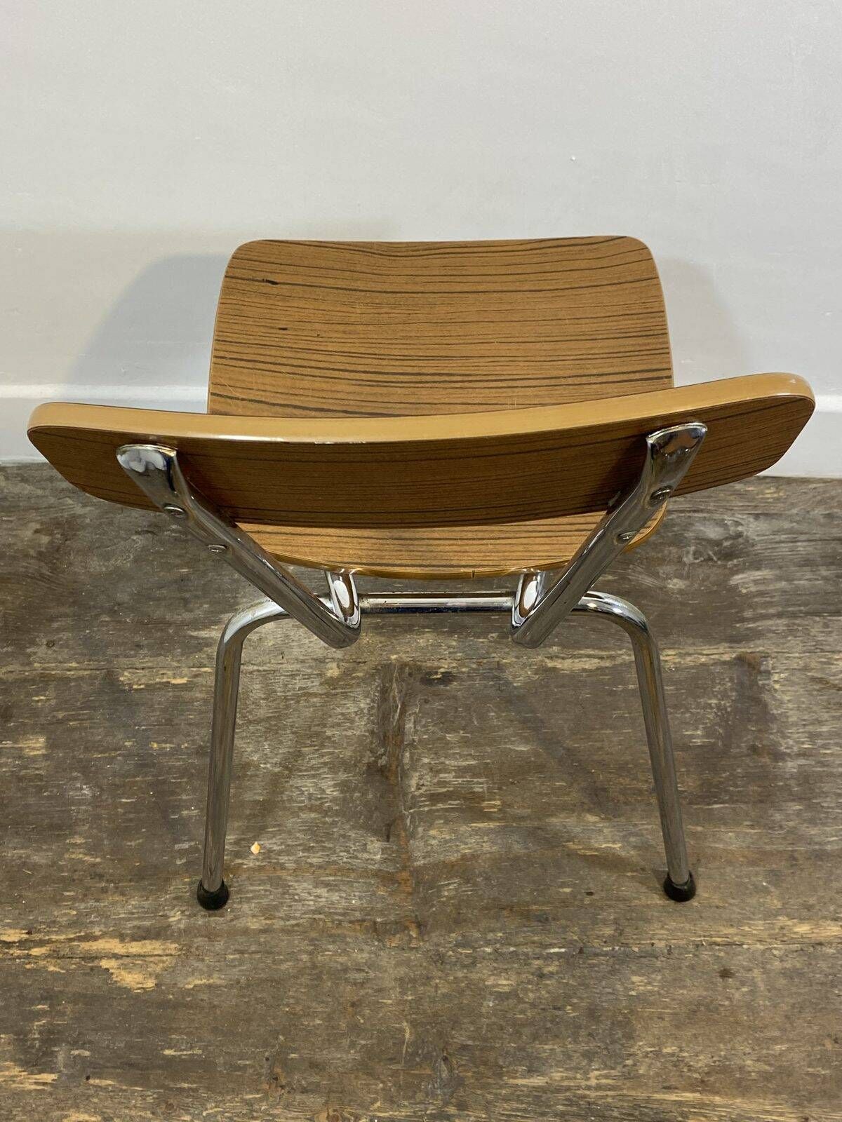 Set of 3 vintage French kitchen chairs, formica & chrome, 1960s-70s