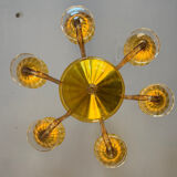 Venetian lustre in brown and yellow Murano glass, circa 1940.