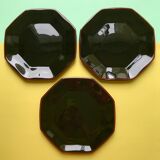 Lot of 12 black and red plates 80s of the style arcoroc collection octime