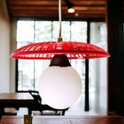 Lampe à Suspension de Table de Cuisine Mid-Century en Plastique Rouge, 1960s
