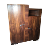 Asymmetrical Art Deco wardrobe curved walnut plating