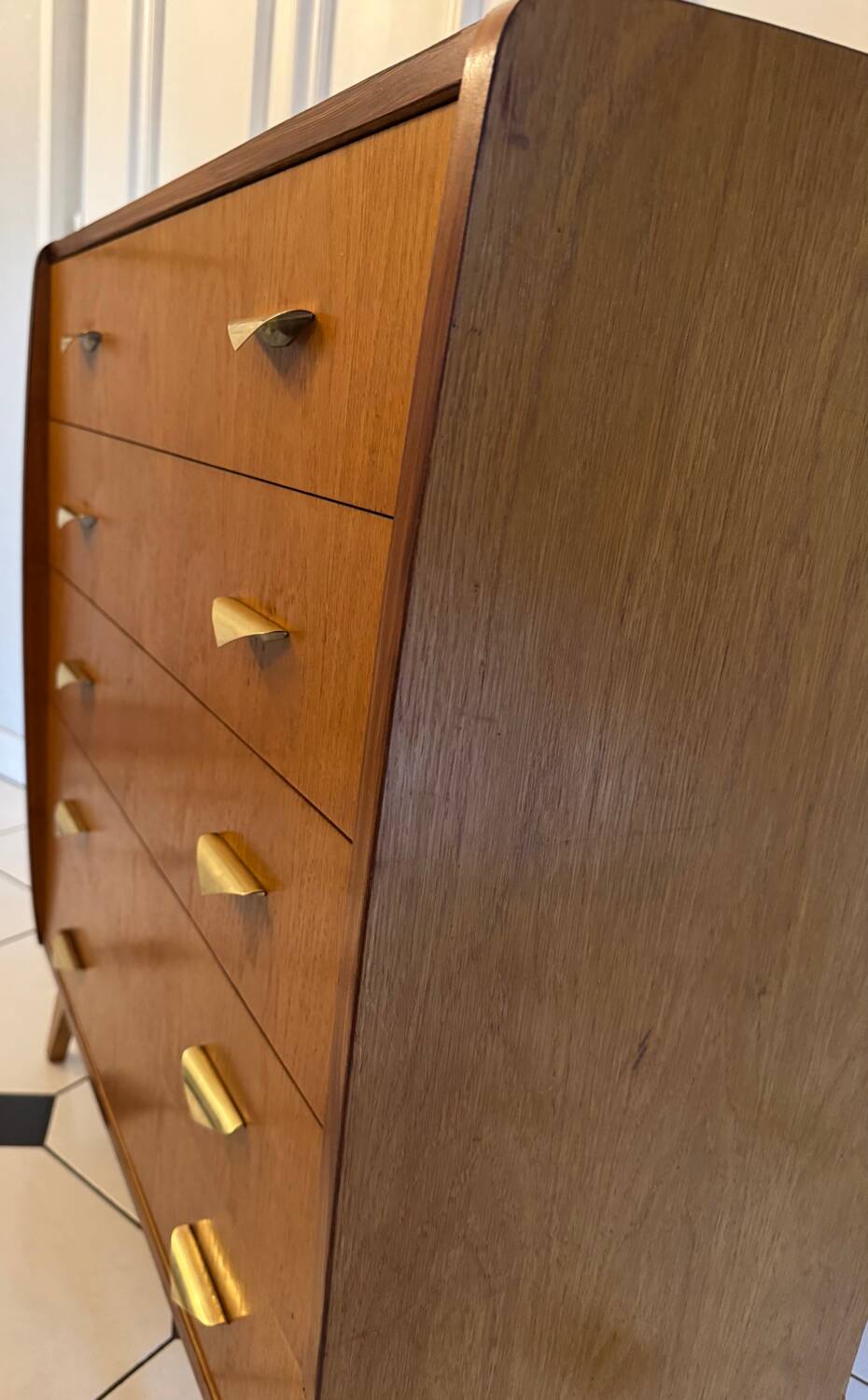 Vintage chest of drawers with compass feet