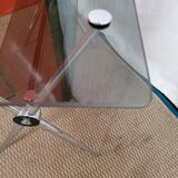 Table/service chrome steel and smoked glass from the 70s
