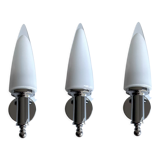 3 vintage chrome and Murano glass wall lamps, 70s