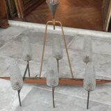 Ancien lustre moderniste 6 feux Lunel