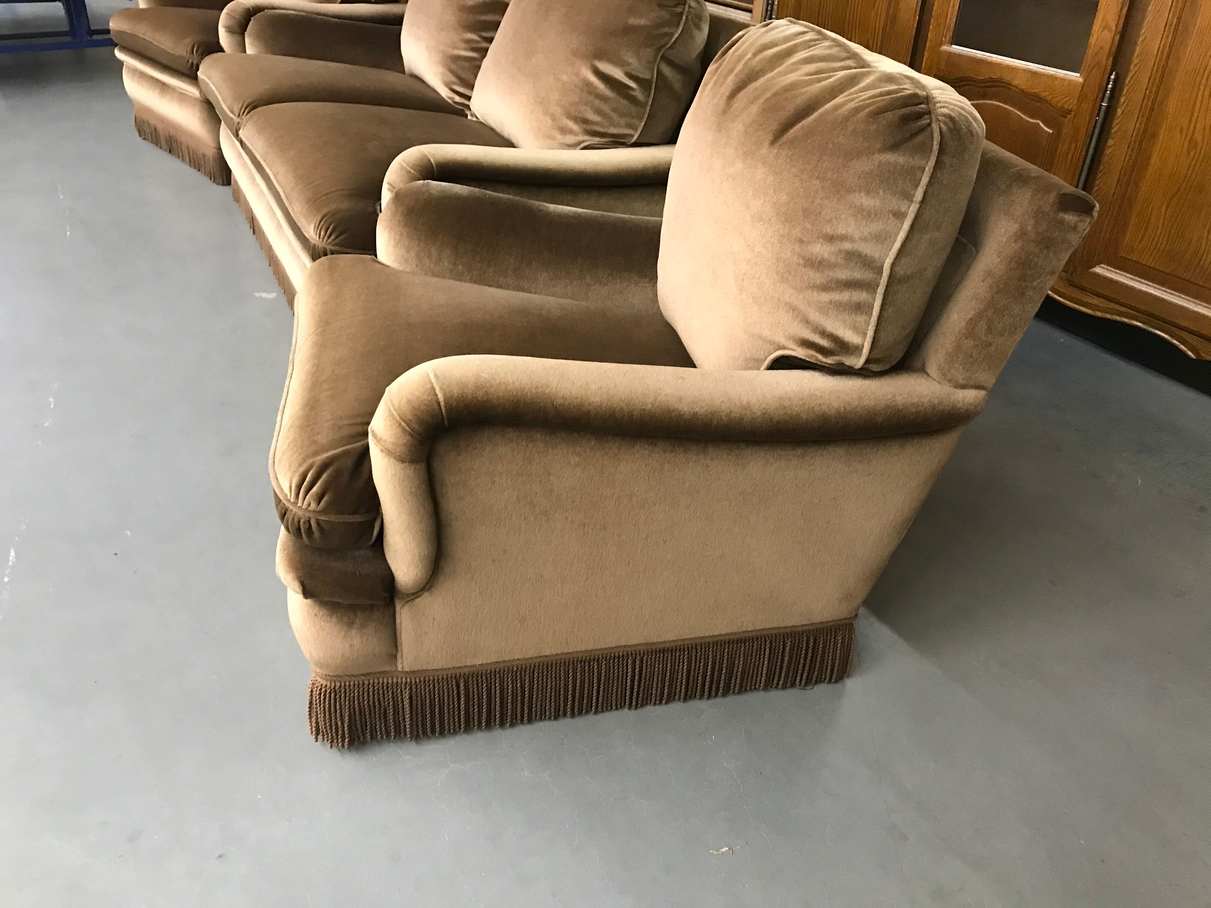 Sofa lounge two velvet armchairs 1970 Sanz