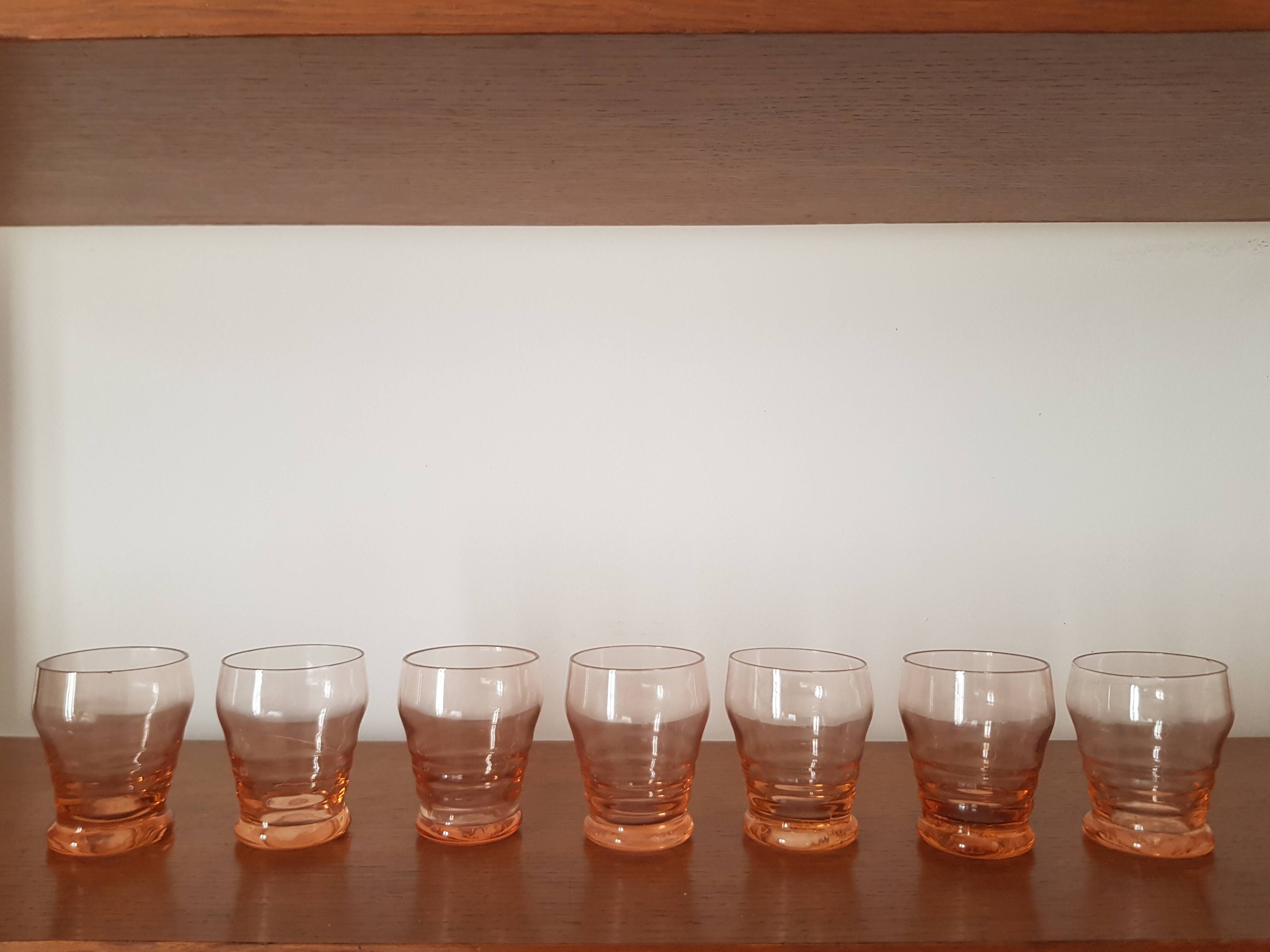 Set of small pink glasses