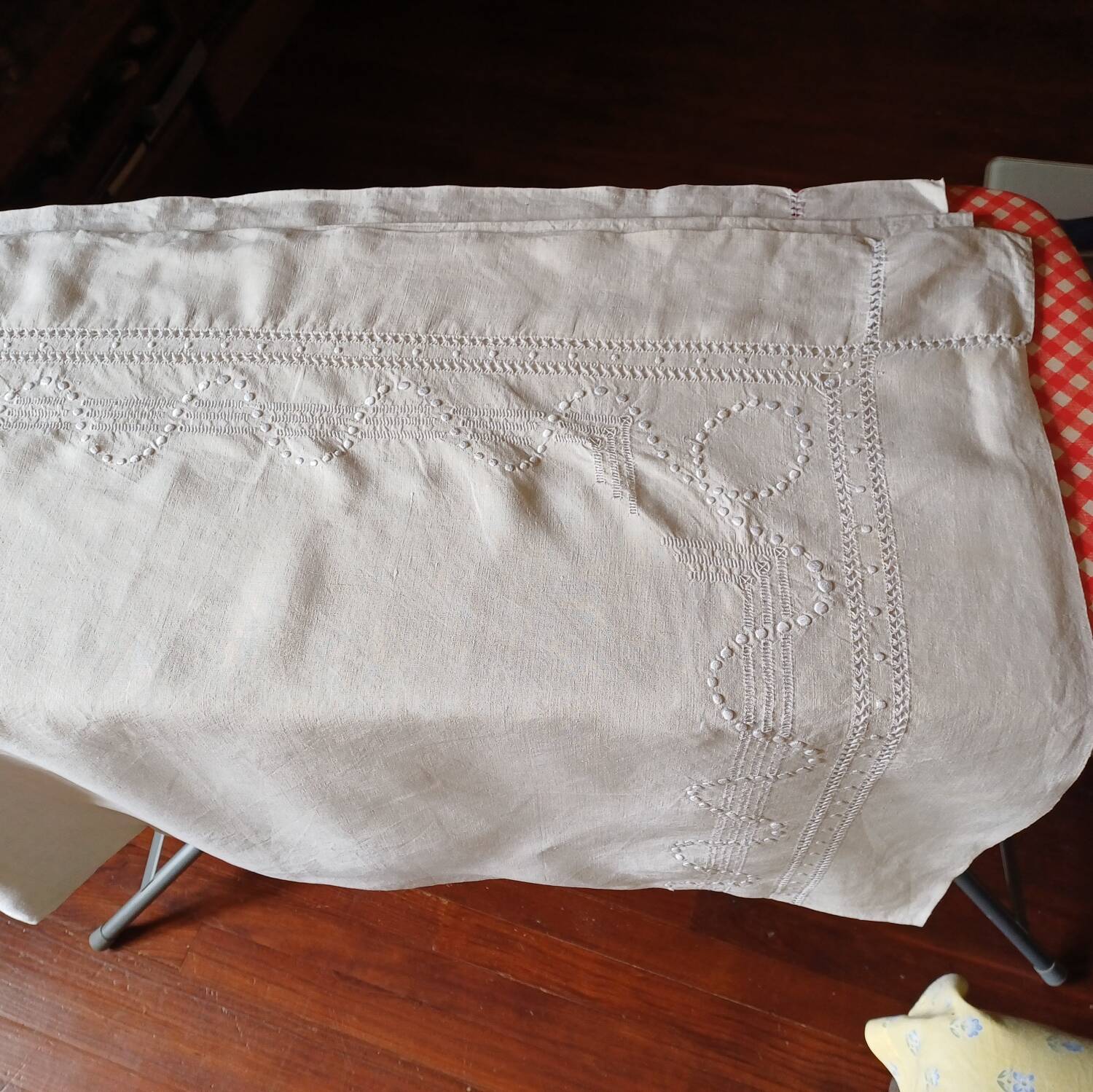 Old large linen and cotton sheet