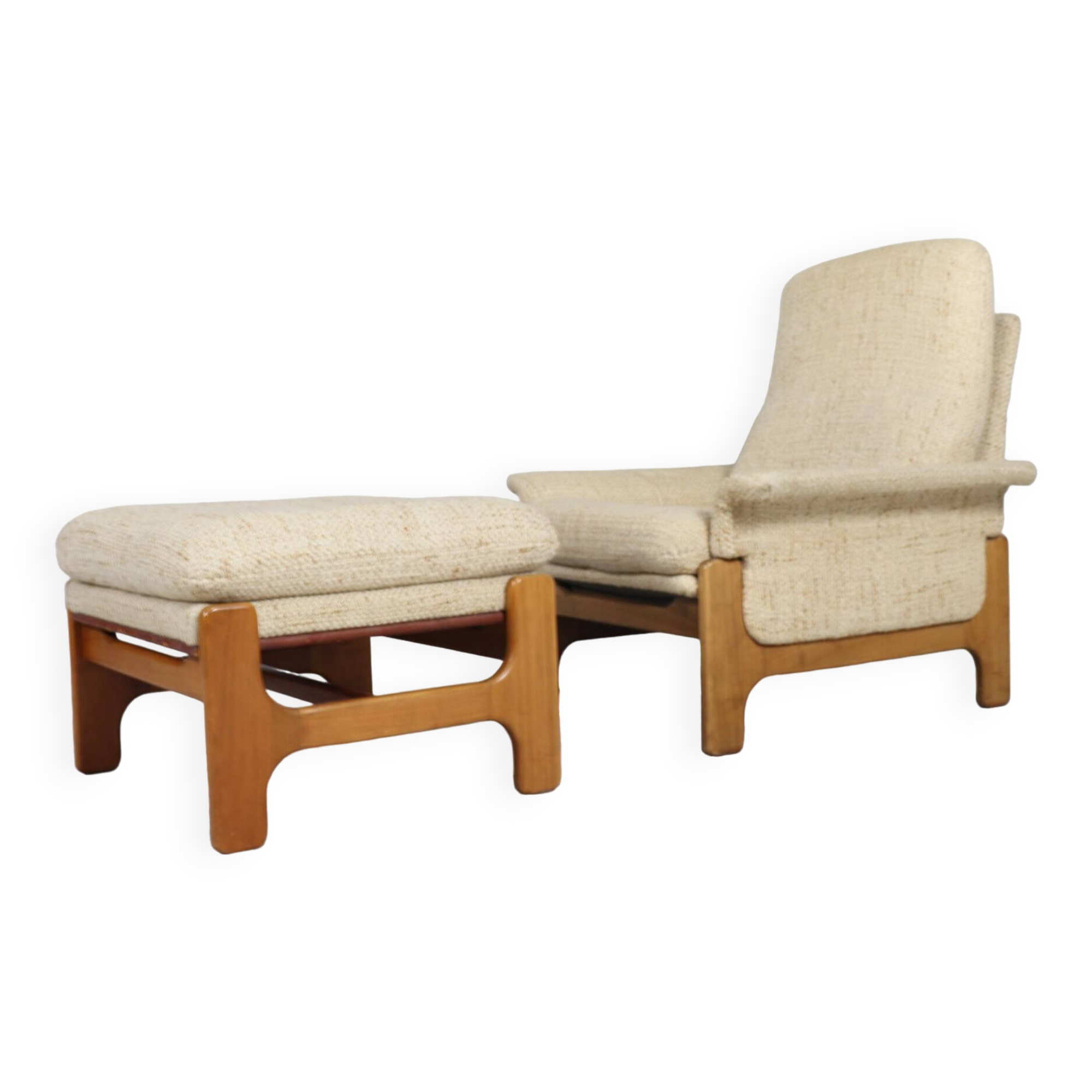 Fauteuil lounge scandinave du milieu du siècle avec ottoman, 1970