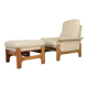 Fauteuil lounge scandinave du milieu du siècle avec ottoman, 1970