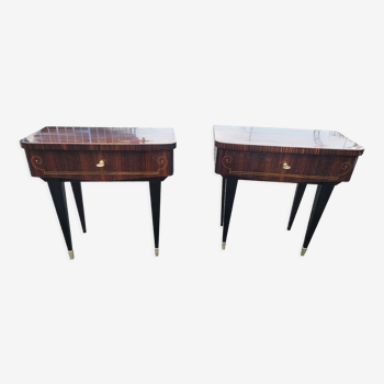 Paire de tables de chevet vintage en palissandre