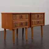 Mid-century teak bedside tables with rosewood inlays, Denmark 1960s