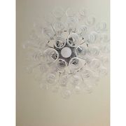 Murano Glass Sputnik Chandelier With Swirling Italian Glass Clear and White