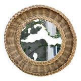 Miroir osier tressé années 50