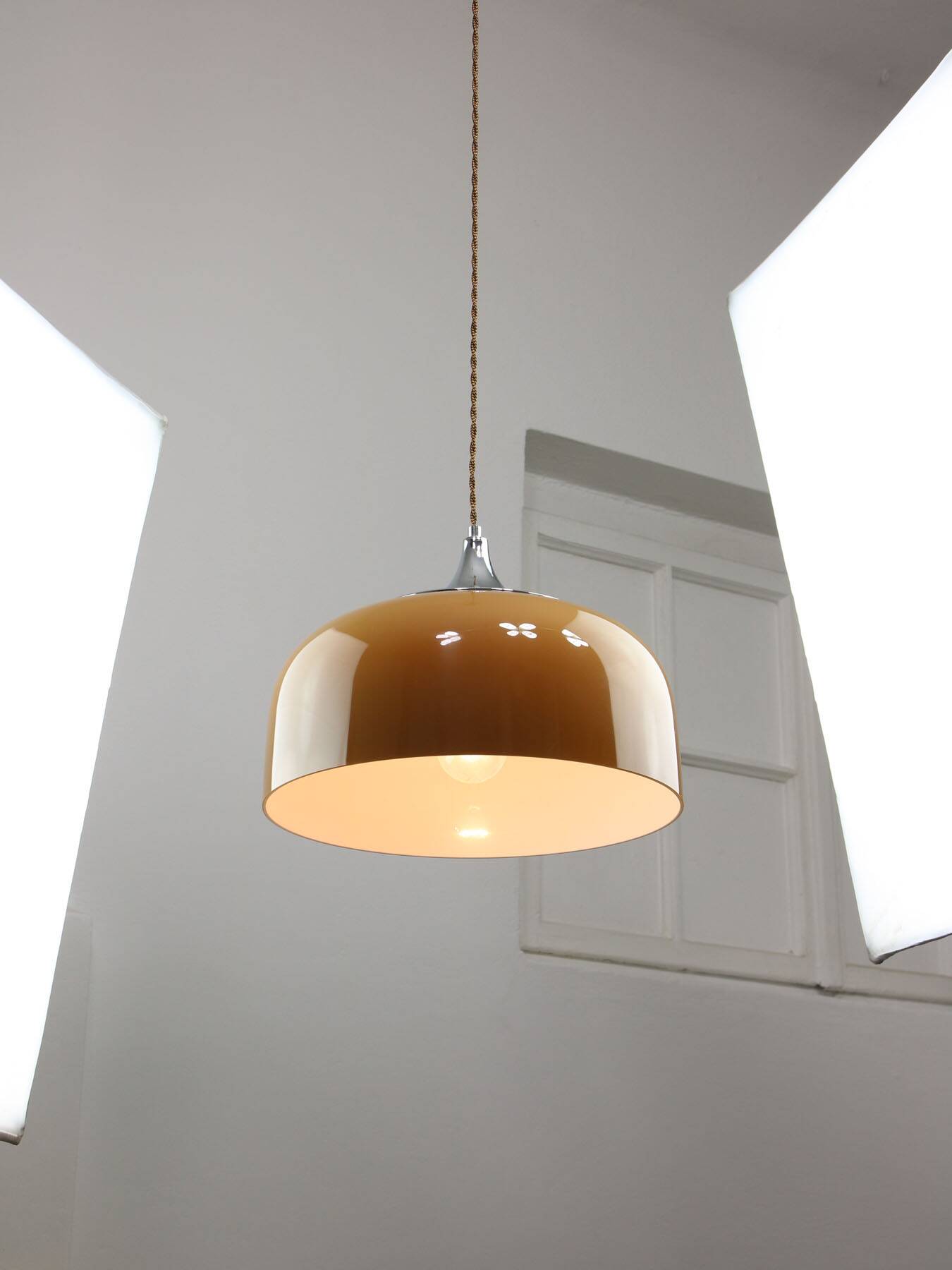 Space Age Brown Pendant Lamp from Guzzini, 1960s