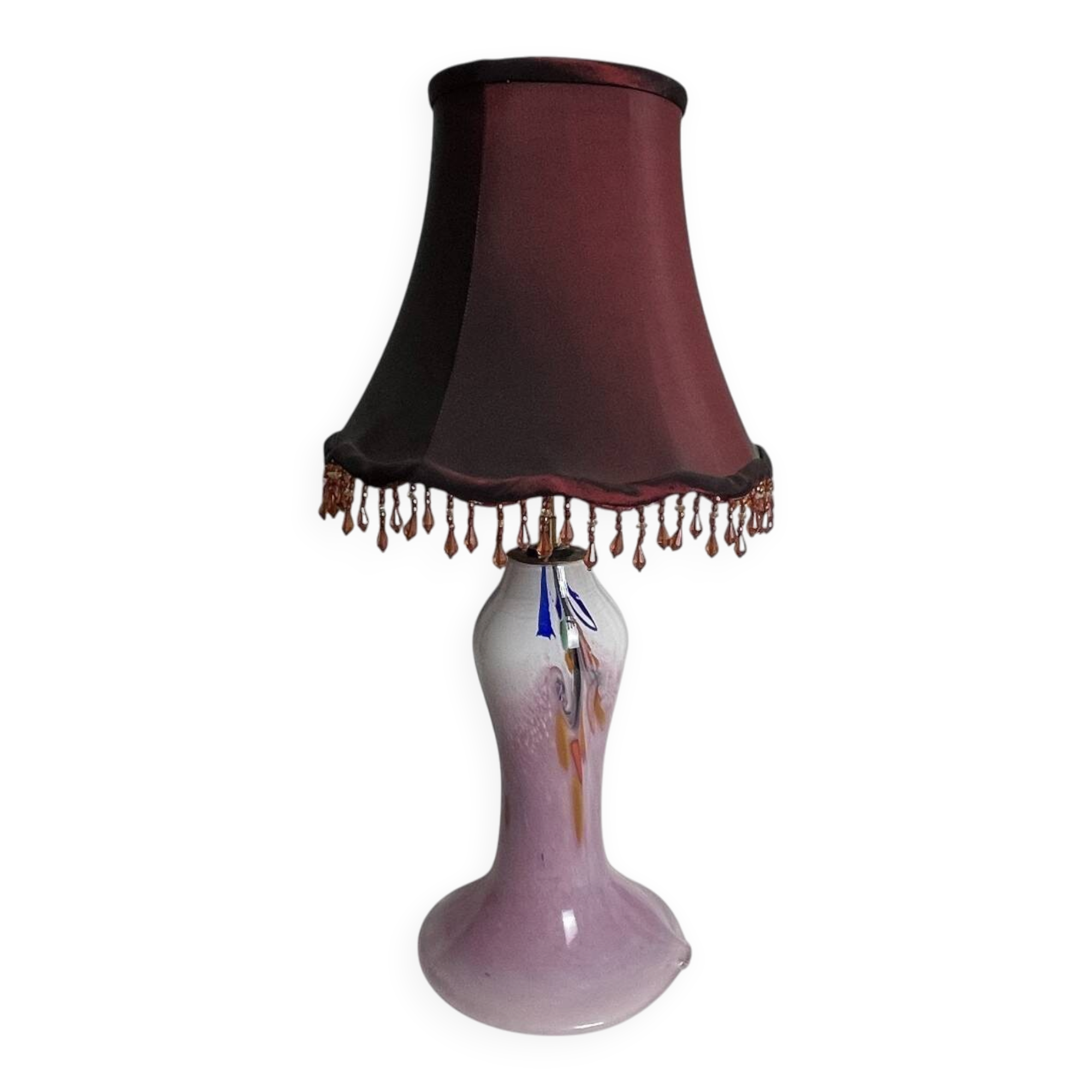 Table lamp with glass base Clichy lampshade 20th century