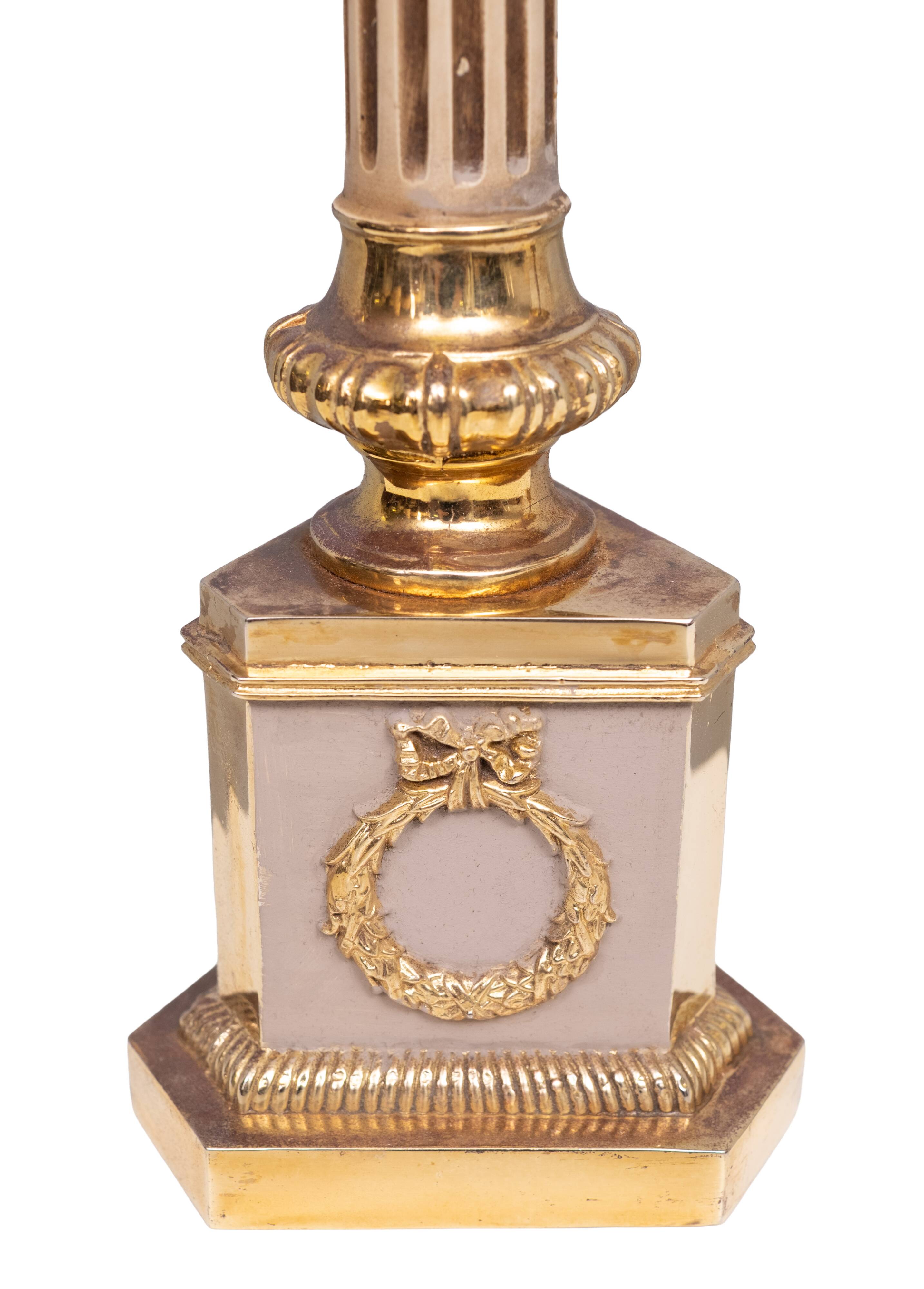 Antique empire brass Column Table Lamps 1950s