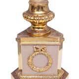 Antique empire brass Column Table Lamps 1950s