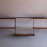 Wall shelf in oak and copper from the 50s