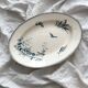 Oval ironstone dish with flowers and birds "Malaga" Petrus Regout