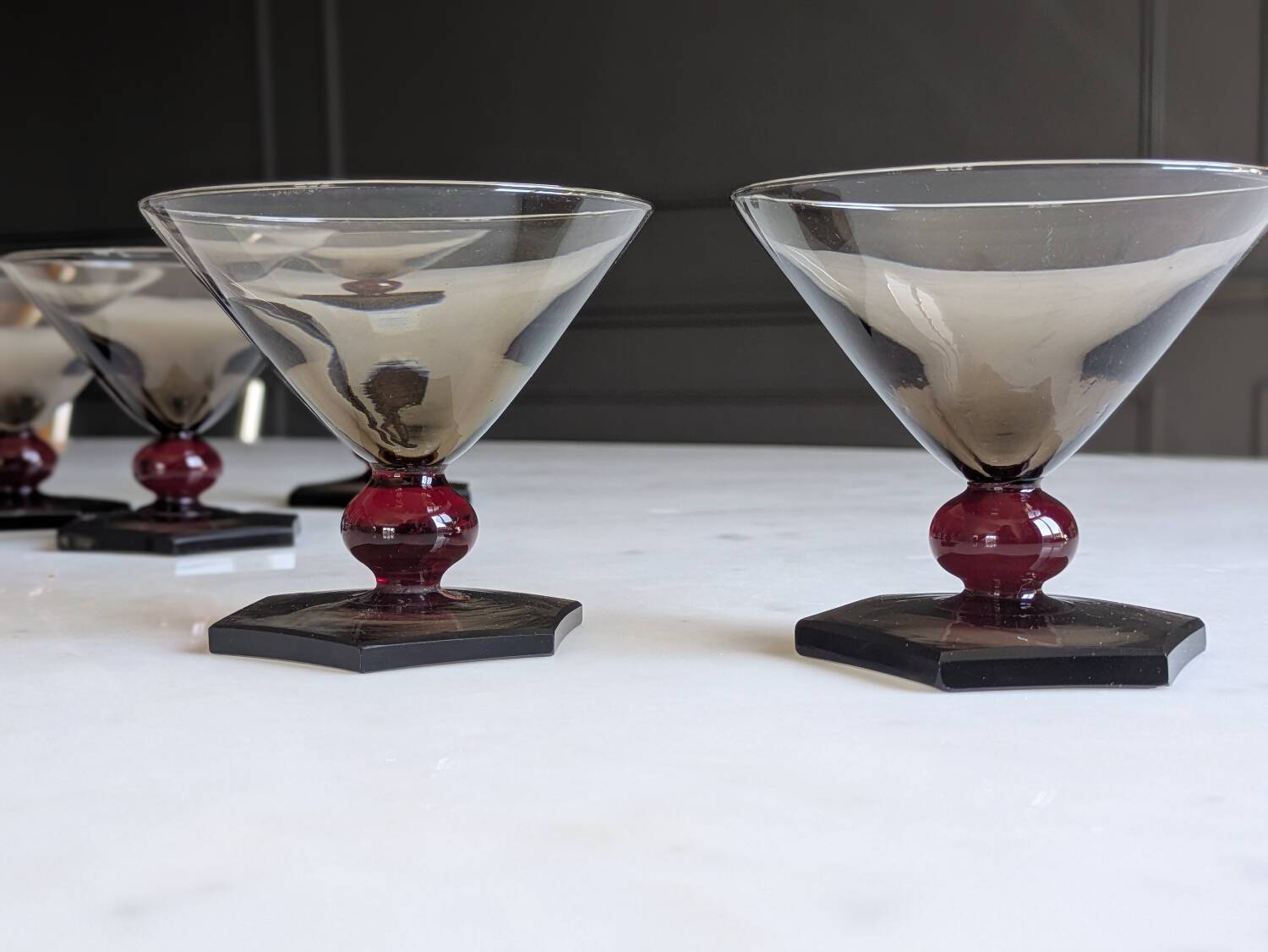 Verres à pied Art Deco verre de Murano