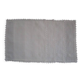 4 antique embroidered, monogrammed tea towels