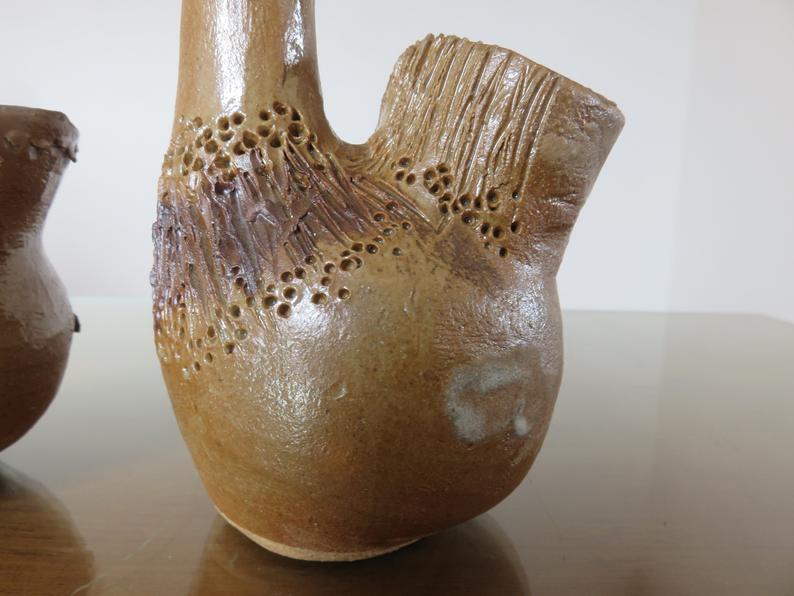 2 ceramic zoomorphic vases, signed 50s