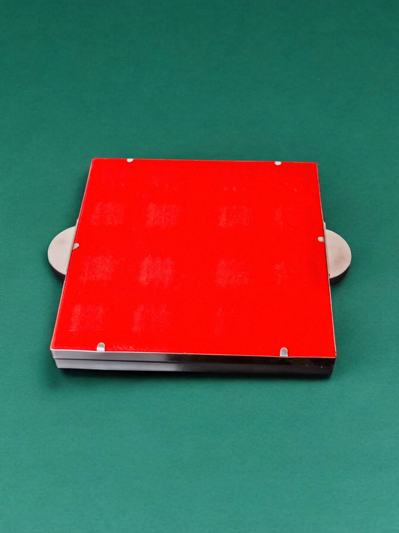 Space age floral red ceramic trivet, Spain, 1970s