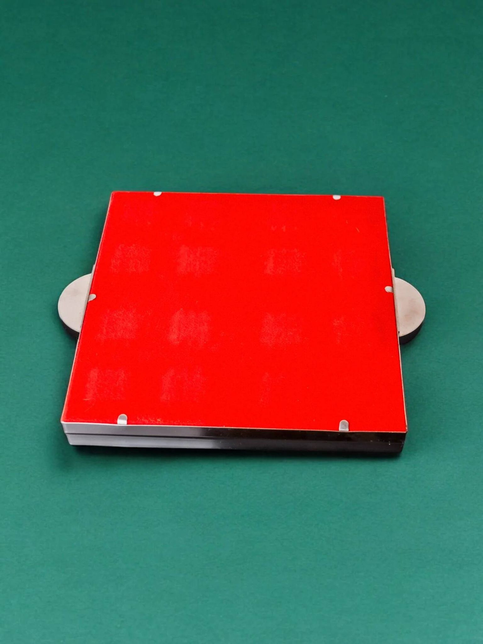 Space age floral red ceramic trivet, Spain, 1970s