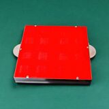 Space age floral red ceramic trivet, Spain, 1970s