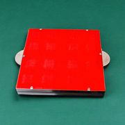 Space age floral red ceramic trivet, Spain, 1970s