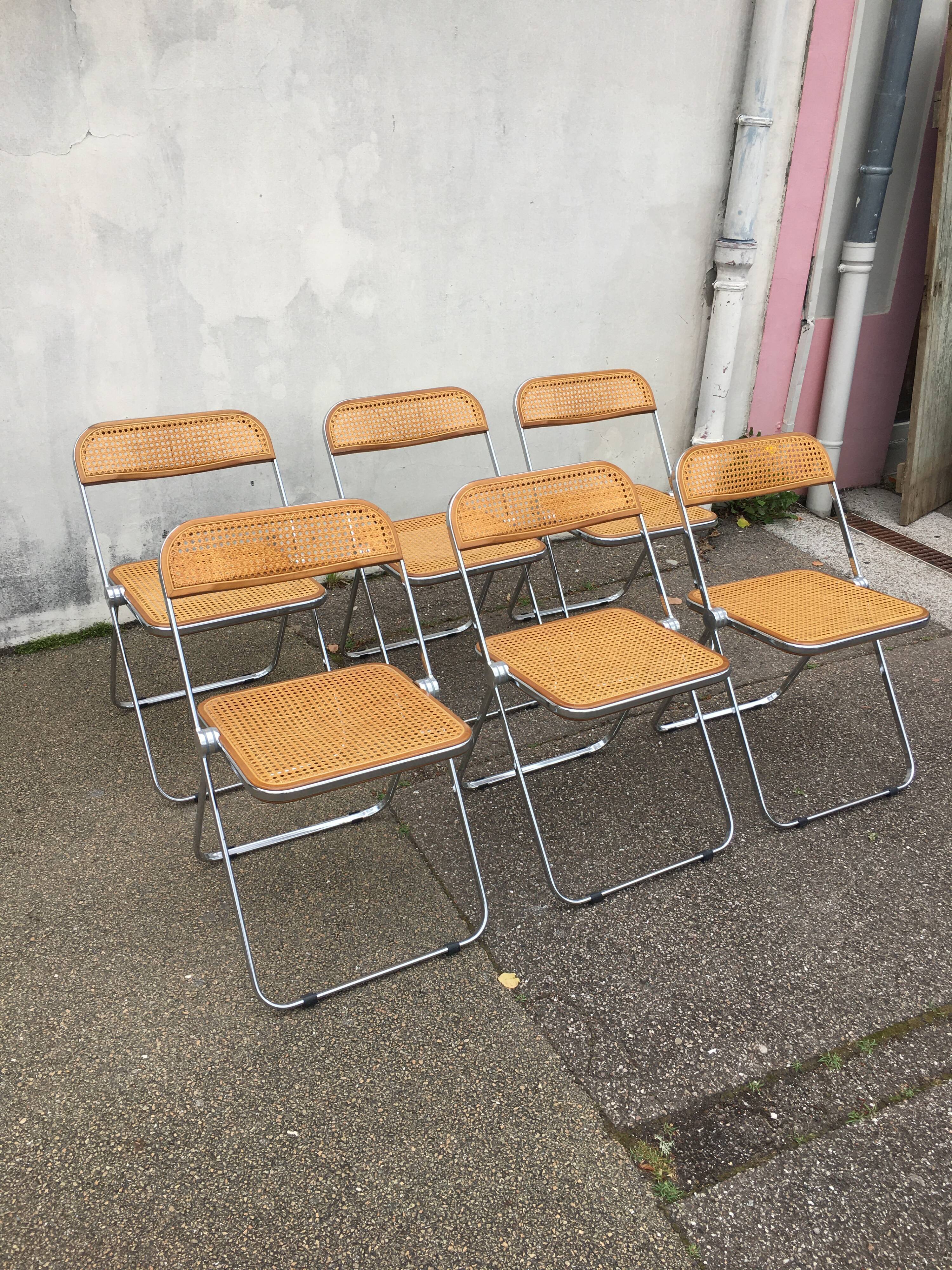 6 plia chairs by Giancarlo Piretti, Castelli circa 1967