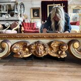 Italian mirror from the Napoleon III period in painted and gilded wood