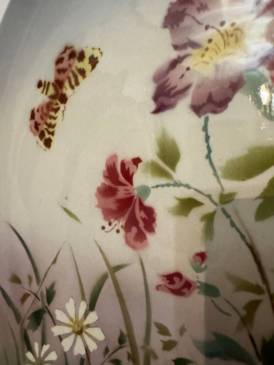 Large old Sarreguemines flowered dish
