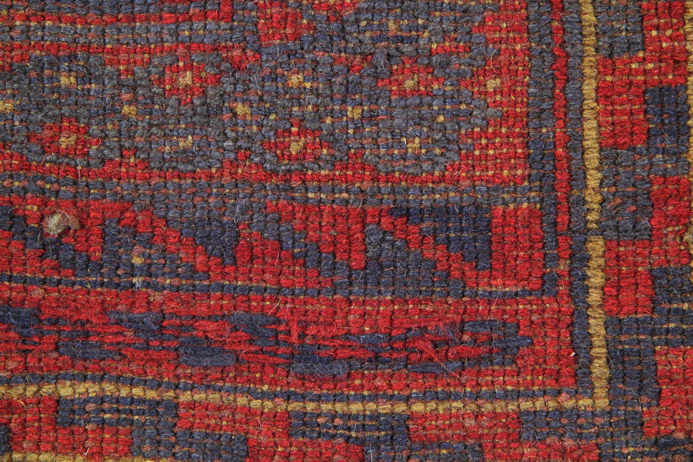 Handmade Vintage Rug Red Afghan Area Rug- 110x115cm