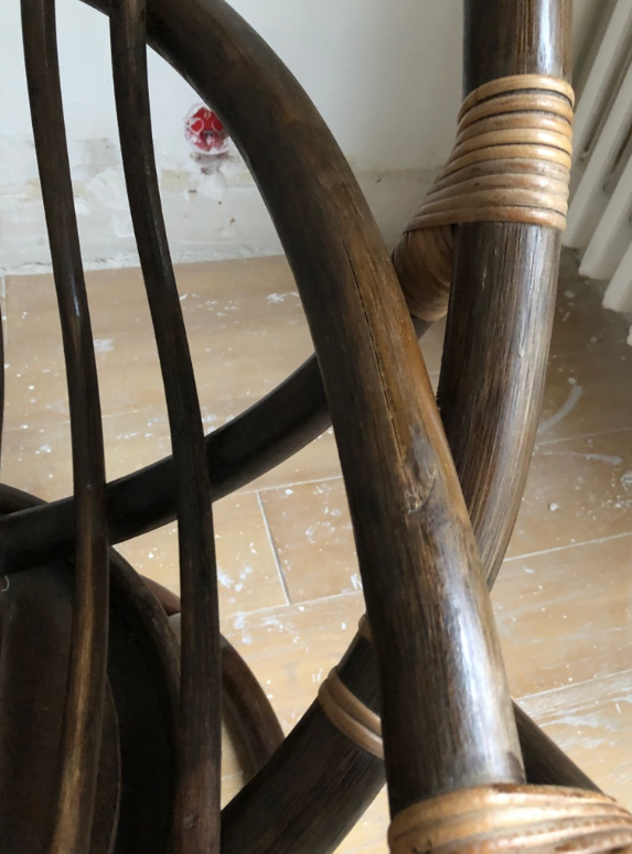 Lot of two rotating rattan chairs