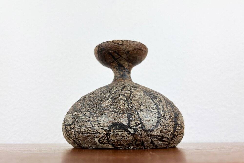 Vintage German brutalist studio mushroom vase by Gerhard Liebenthron, 1970s.