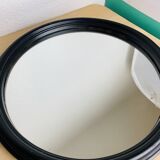 Pair of round mirrors with black rim 40 cm, vintage