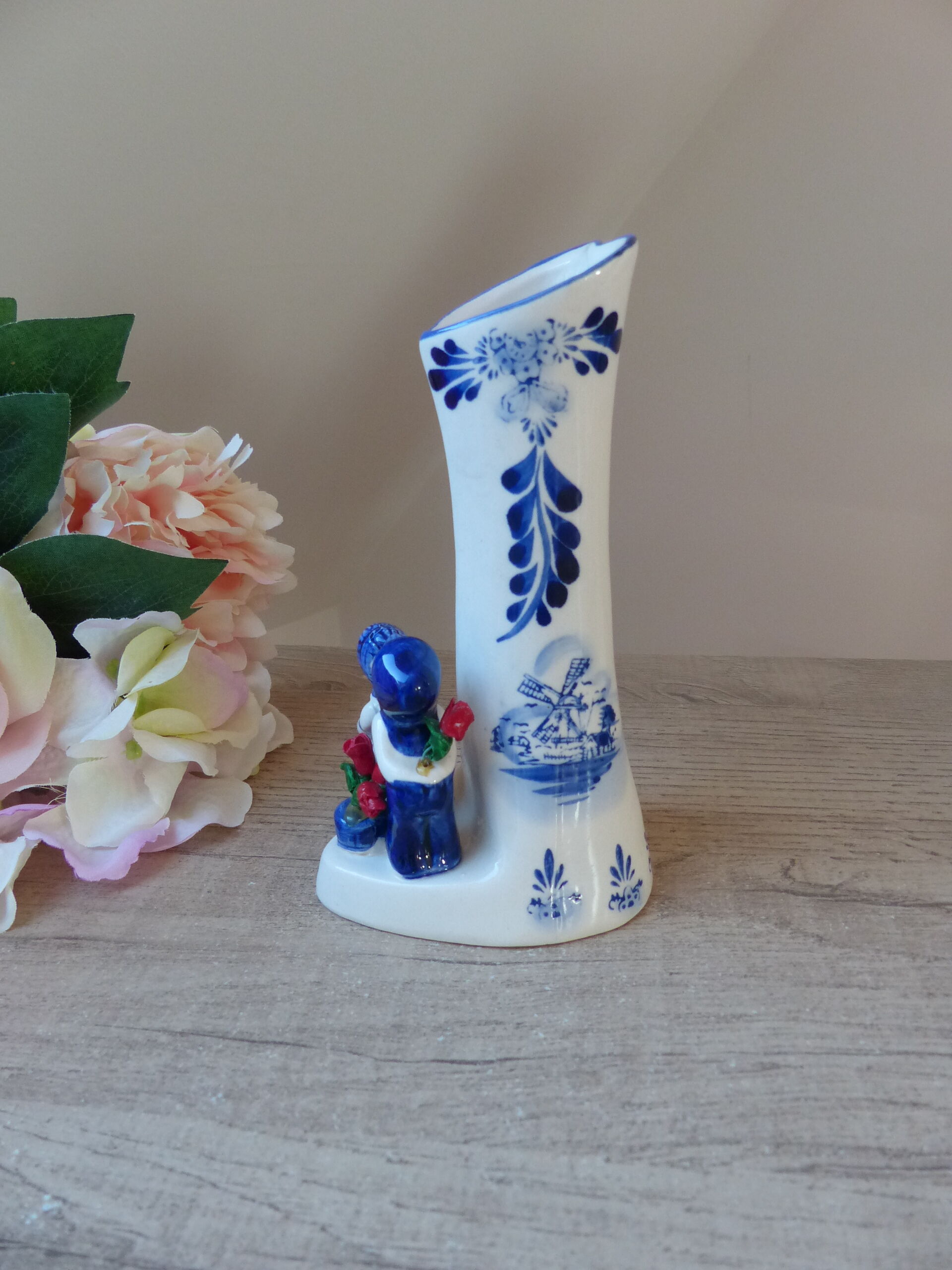 Vintage Small Porcelain Vase Delf Blue and White Heart Shape