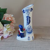 Vintage Small Porcelain Vase Delf Blue and White Heart Shape