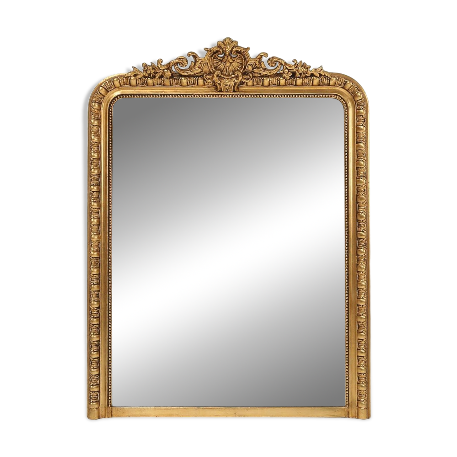Large French antique gilt wooden chimney mirror, ca 1890