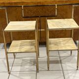 Pair of vintage marble and brass end tables 1970s