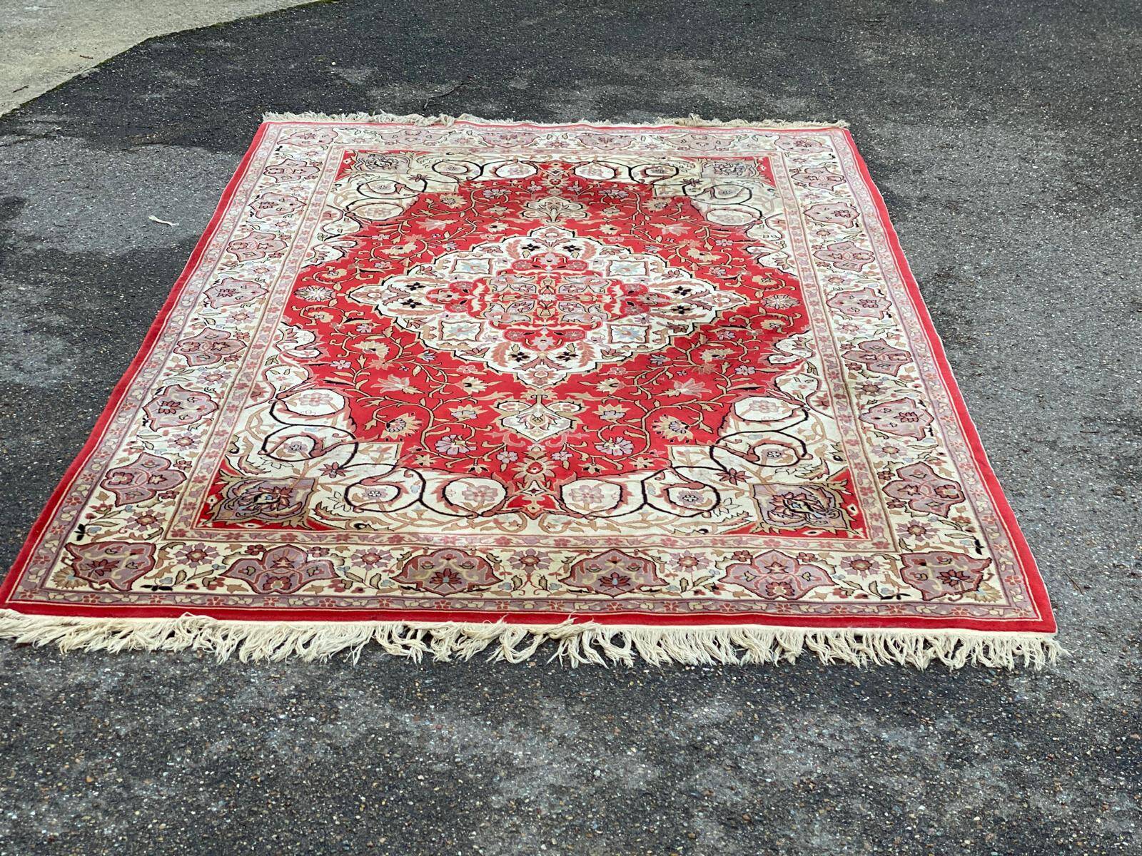 Vintage Persian Oriental Rug in Red Wool 200x300
